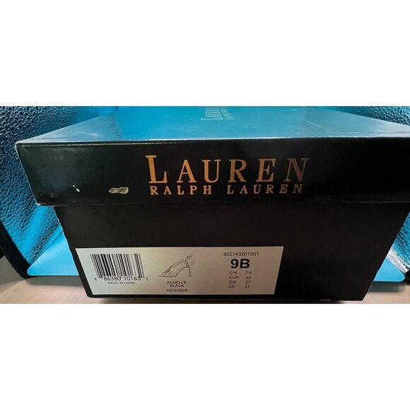 Ralph Lauren Achelle Black Suede  sandle Heels 9B NIB Womens dress shoe - Picture 5 of 5